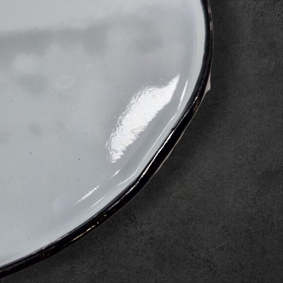 Vintage Enamel “Glace 33 Grand Hotel” Ice Bucket White Black Rim Barware - Picture 7 of 10